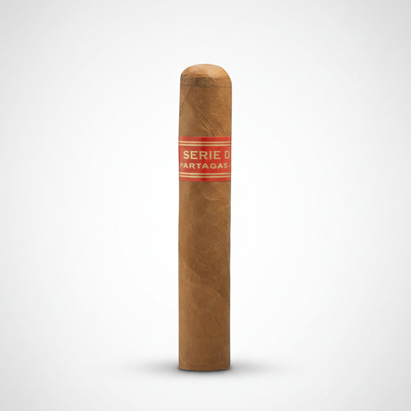 Cigar with Partagas label on a white background