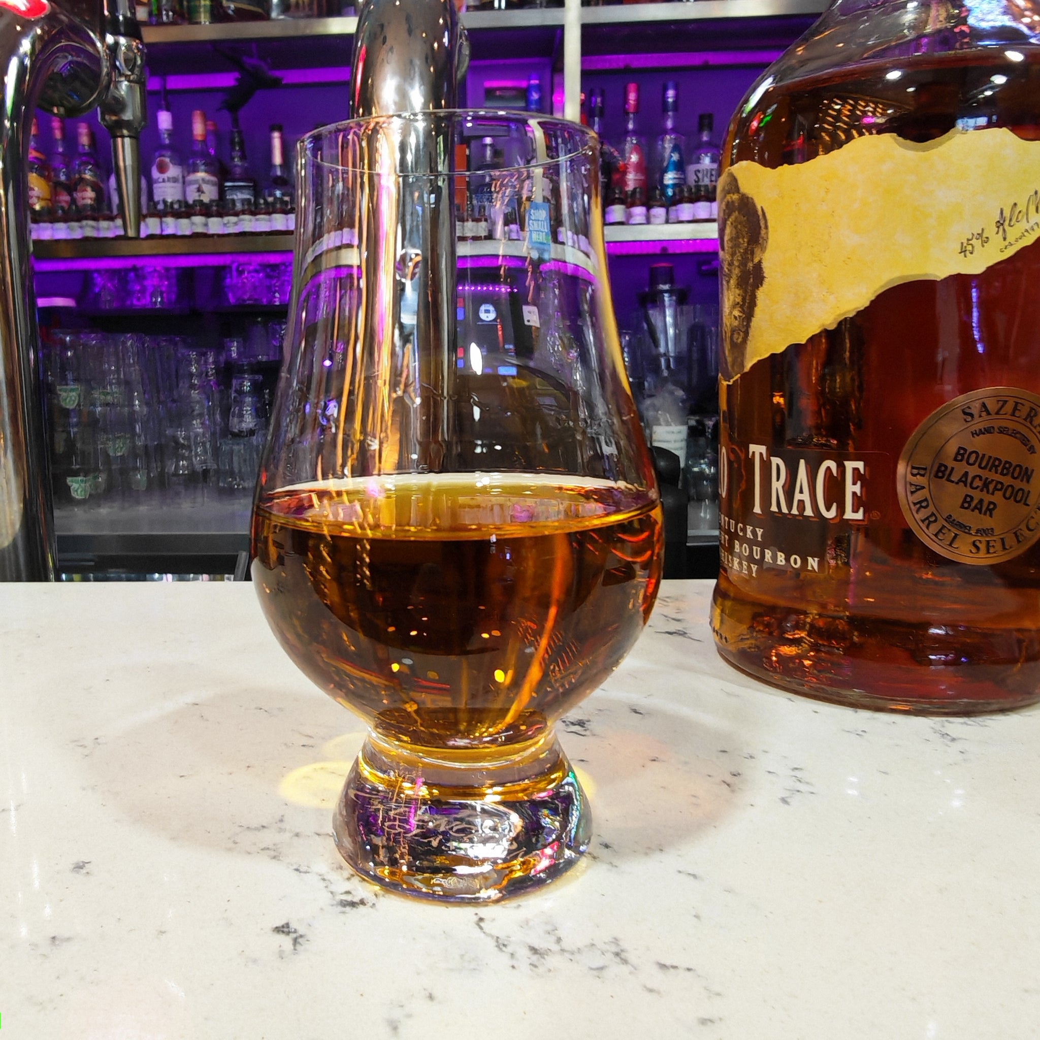 Sazerac Barrel Pick Bourbon Blackpool Bar Buffalo trace bewing poured