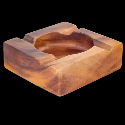 Wooden ashtray on a white background
