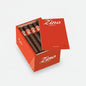 An open red Zino Honduras cigar box containing several dark brown cigars with dark orange and white bands, shown on a plain white background.